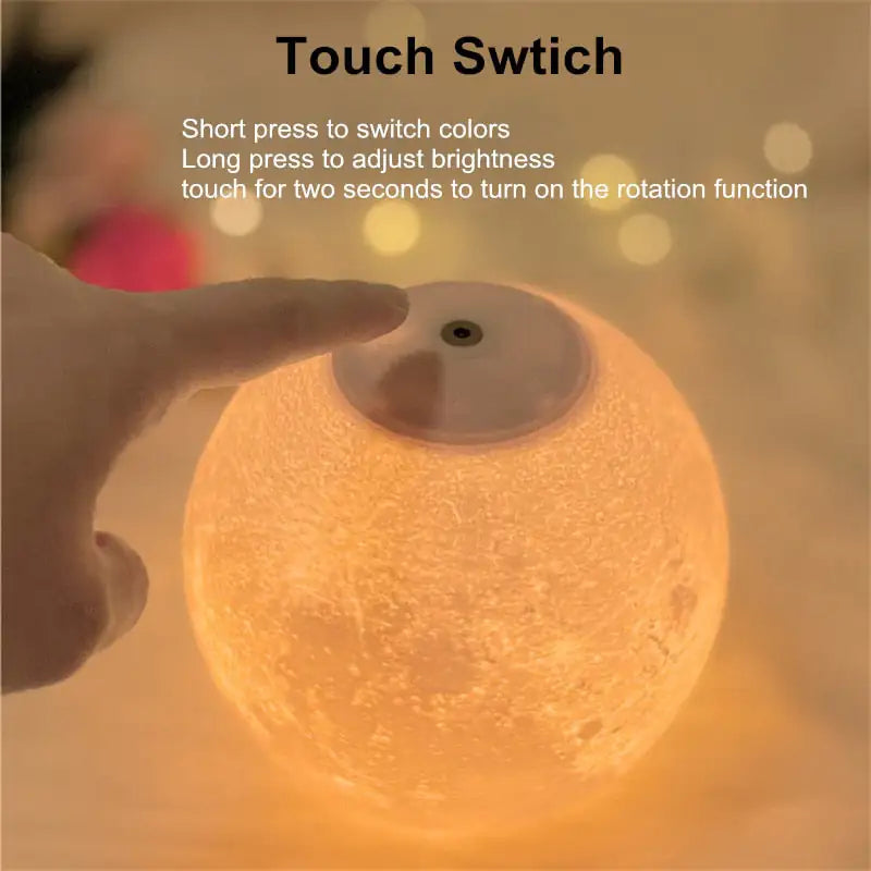 360° Rotating 3D LED Moon Night Lamp